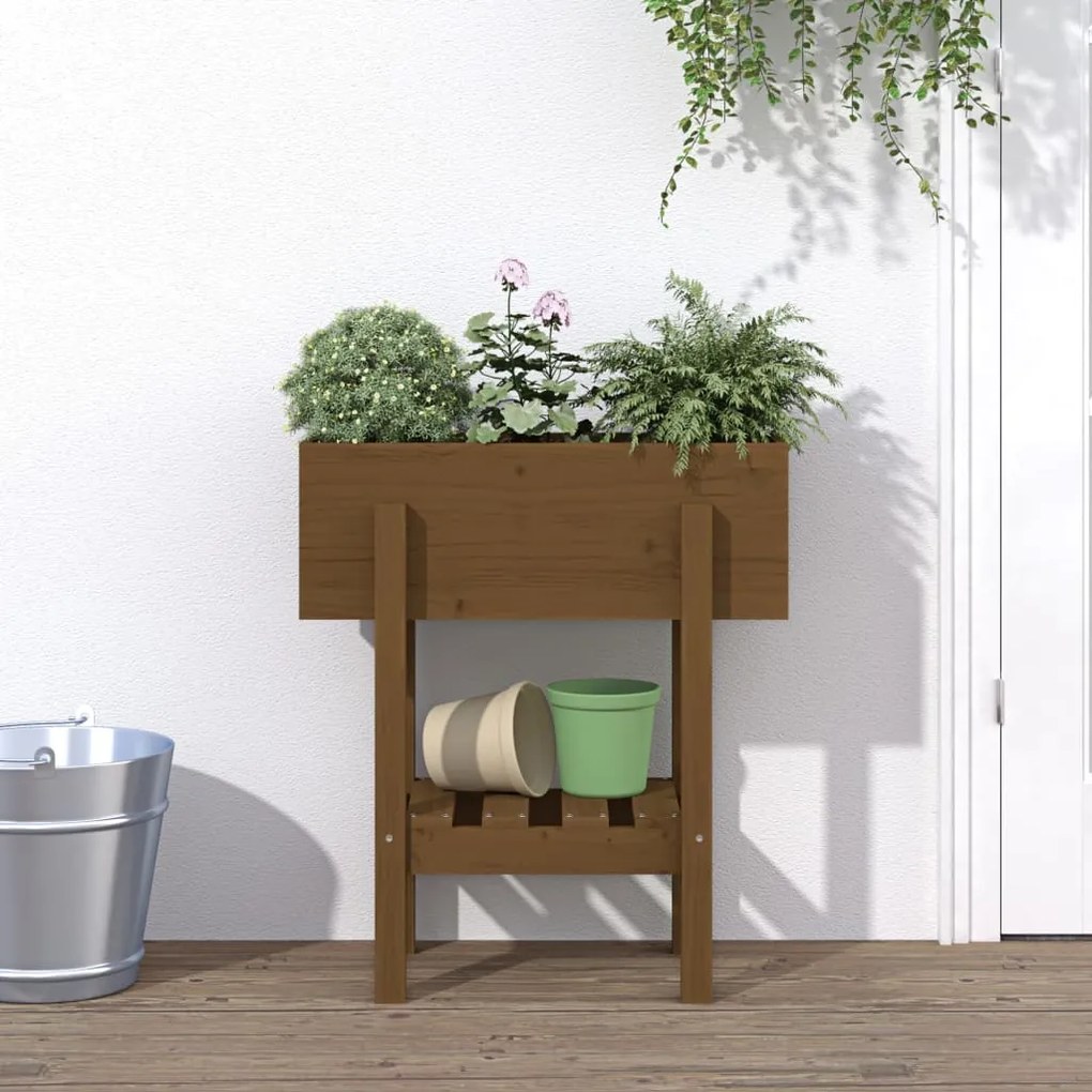 Fioriera Da Giardino Ambra 62x30x69 Cm Legno Massello Di Pino /