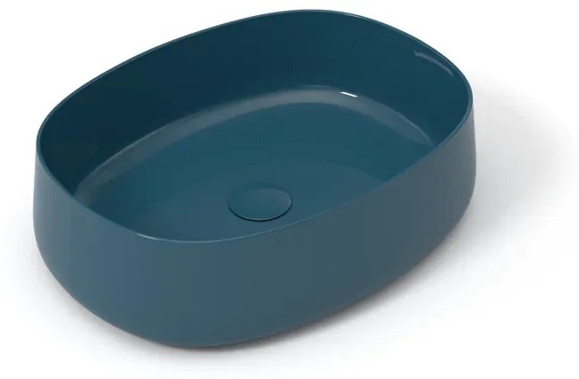 Lavabo da appoggio ovale in ceramica L 50 x H 15 x P 40 cm blu