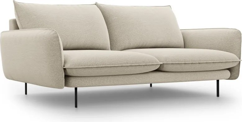 Divano Vienna 3 posti in tessuto strutturato con gambe nere - L200cm