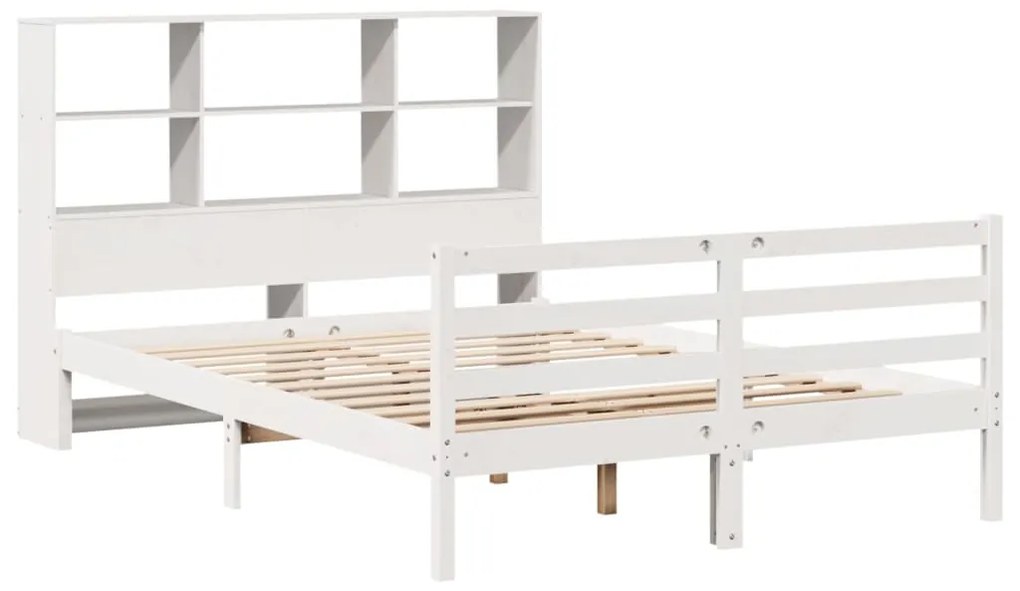 Letto libreria senza materasso bianco 140x190 cm legno di pino