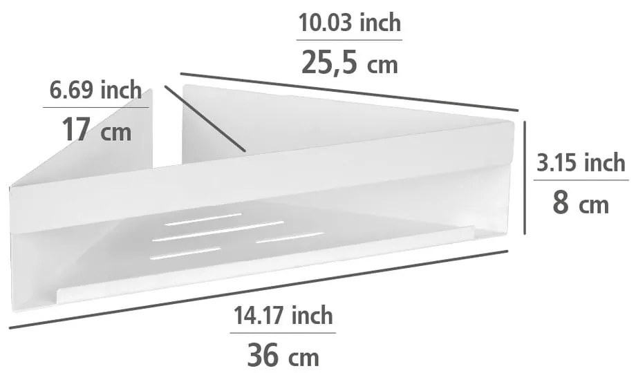 Mensola da bagno senza foratura/ad angolo bianco opaco in acciaio inox con aggancio Turbo-loc Genova – Wenko