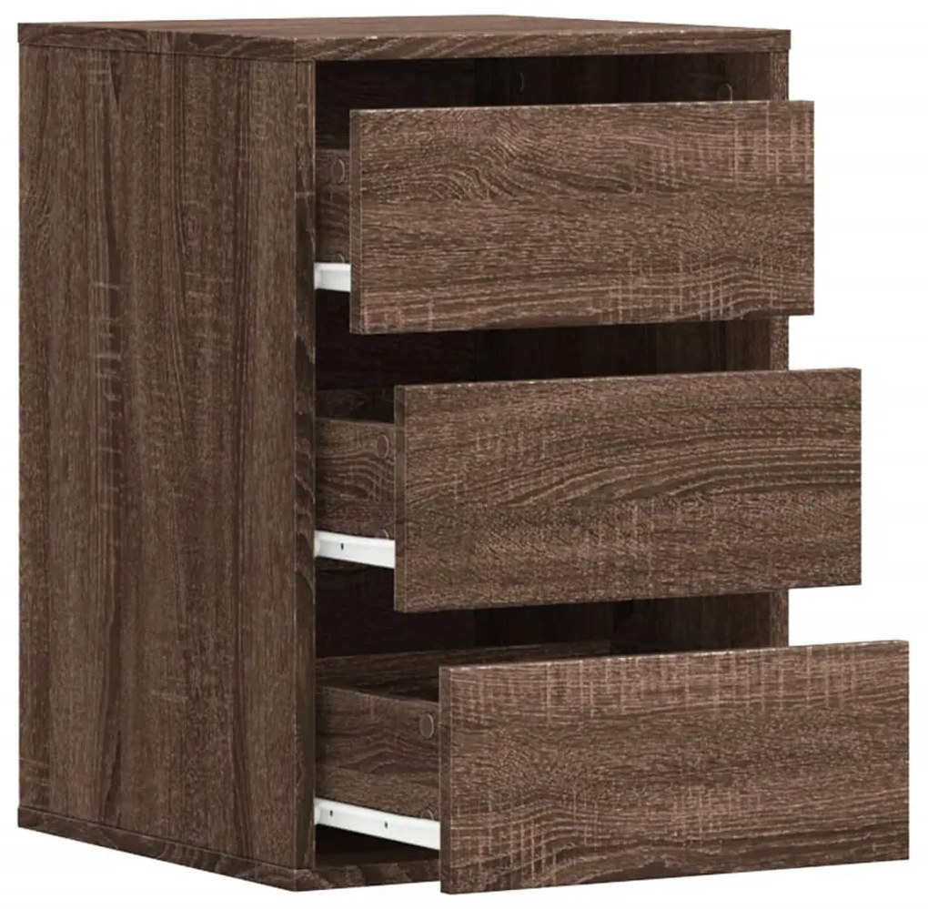 Cassettiera angolo rovere marrone 40x41x58cm legno multistrato