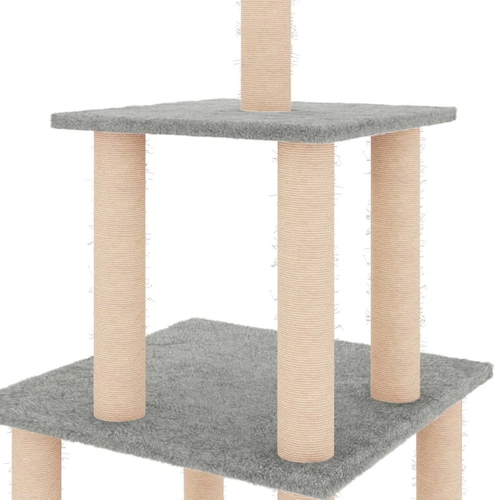 Albero per gatti con tiragraffi in sisal grigio chiaro 111 cm