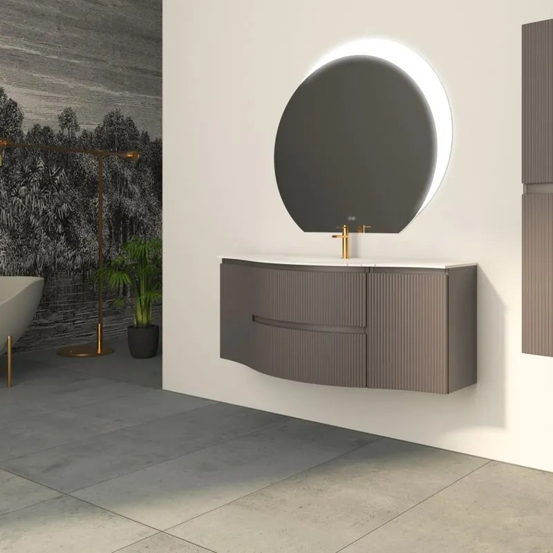 Estensione per mobile da bagno Vague 1 anta, cannettato grigio talpa opaco L34 x H55 x P41 cm