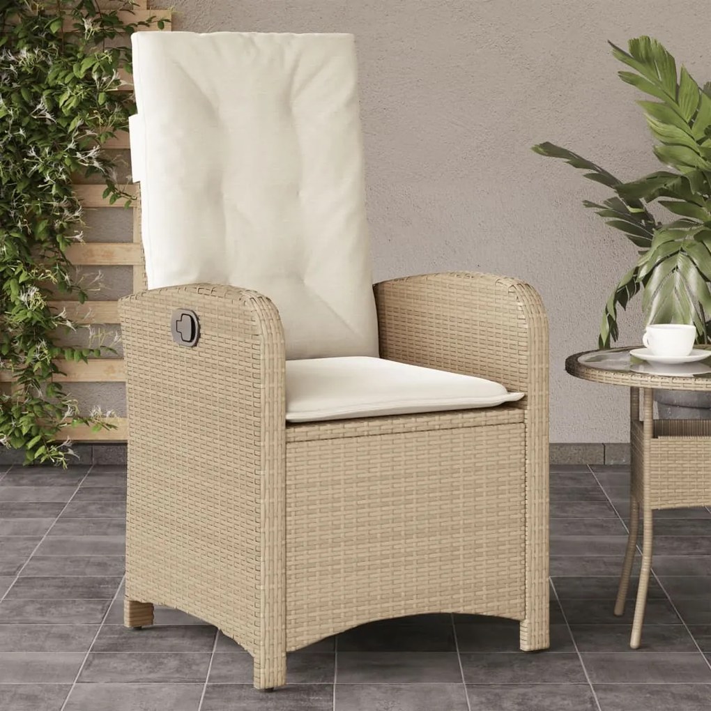 Sedie reclinabili da giardino 2pz con cuscini beige polyrattan