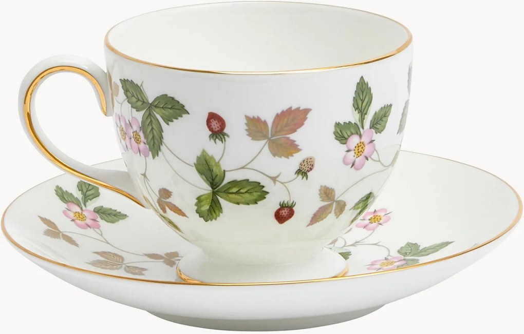 Tazza e piattino in Fine Bone China Wild Strawberry