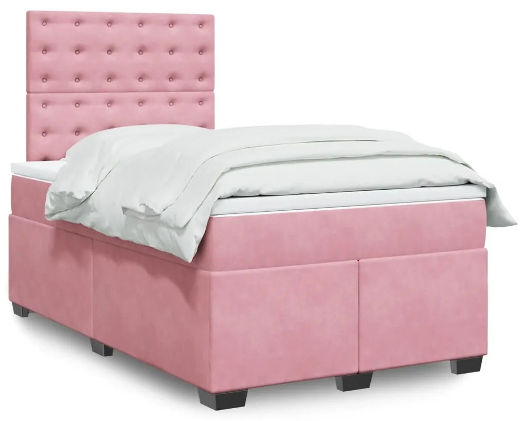 Giroletto A Molle Con Materasso Rosa 120x200 Cm İn Velluto /