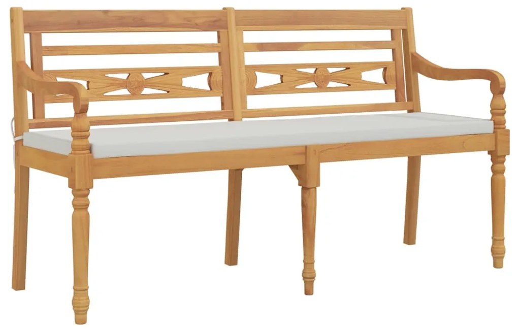 Panchina batavia con cuscino 150 cm in legno massello di teak