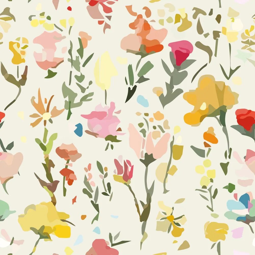Carta da parati autoadesiva – Fiori gialli con tocco vintage