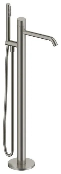 Rubinetto per vasca getto laminare cristallino Loop k per pavimento nichel spazzolato