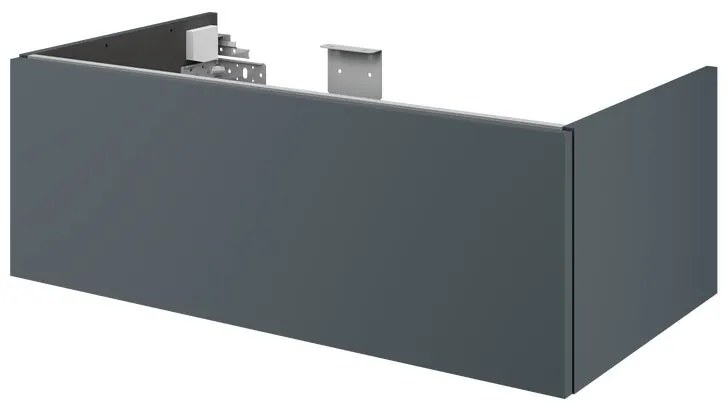 Mobile da bagno sotto lavabo SENSEA Neo grigio laccato lucido L 90 x H 32 x P 48 cm 1 cassetto, lavabo non incluso