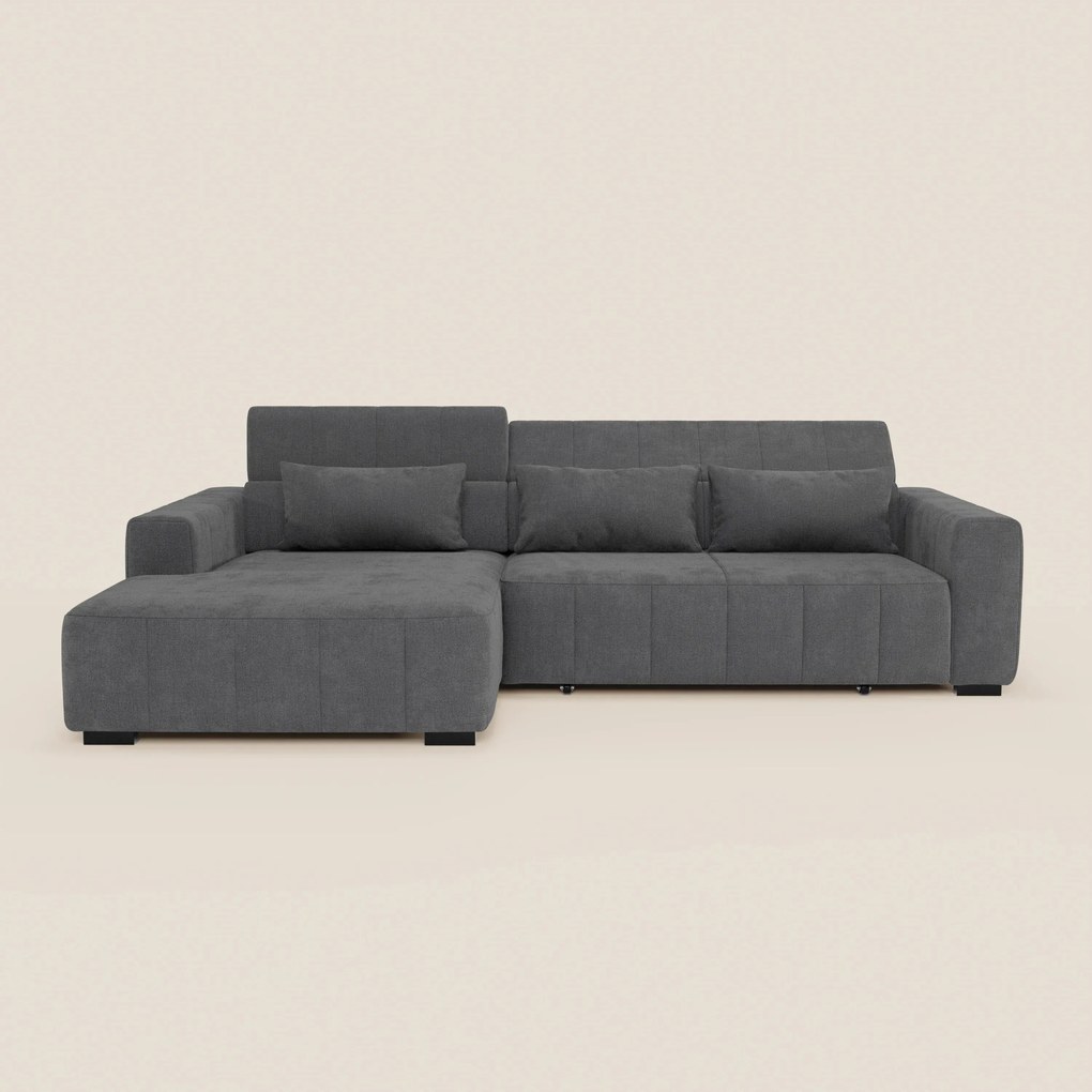 Doric Divano angolare con penisola e sedute allungabili con relax elettrico - poggiatesta reclinabili in tessuto smacchiabile T23