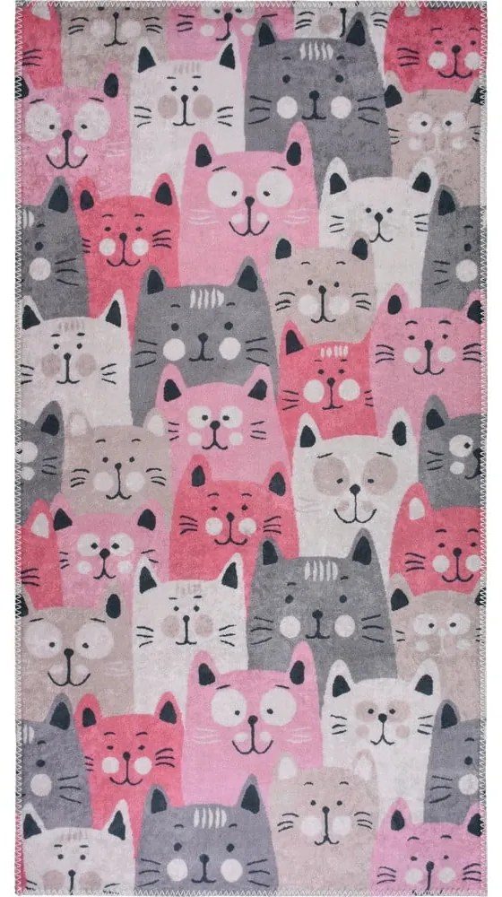 Tappeto rosa e grigio per bambini 120x180 cm Silly Cats - Vitaus