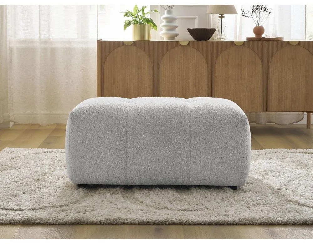 Poggiapiedi grigio chiaro con rivestimento in bouclé Roxelane – Bobochic Paris