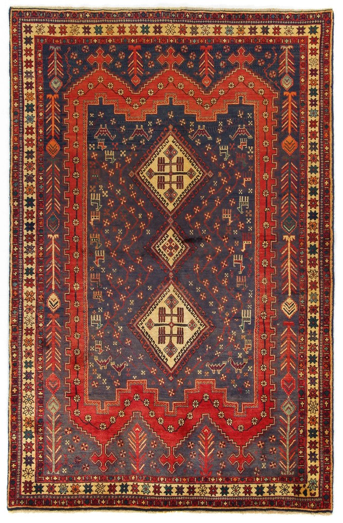 Afshar Tappeto 210x140 (Iran) Annodato A Mano