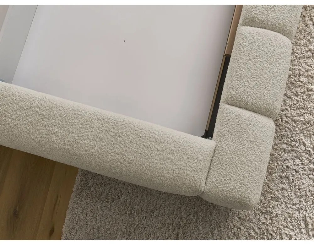 Letto matrimoniale imbottito beige contenitore e rete inclusi 160x200 cm Denali - Bobochic Paris