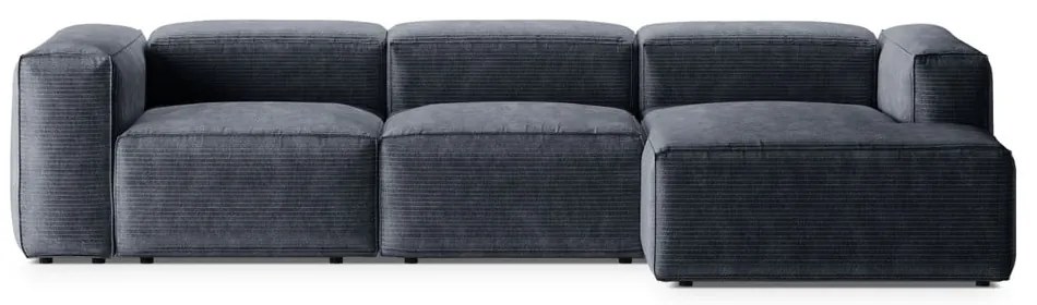 Divano angolare blu polveroso (con penisola a destra/con chaise lounge) con rivestimento in velluto a coste Bergamo – Cosmopolitan Design