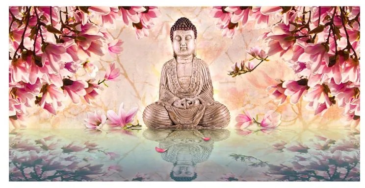 Fotomurale XXL  Buddha e magnolia  Colore Crema, Dimensioni e Misure 550x270