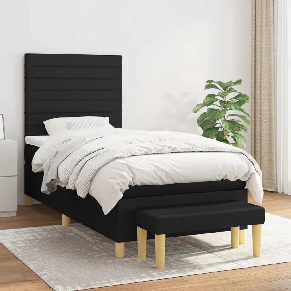 Giroletto A Molle Con Materasso Nero 100x200 Cm İn Tessuto /