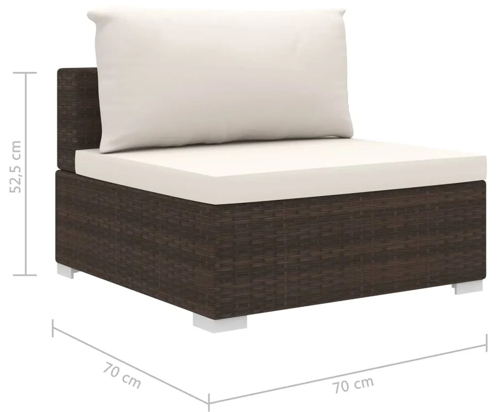 Set Divani da Giardino 11 pz con Cuscini in Polyrattan Marrone