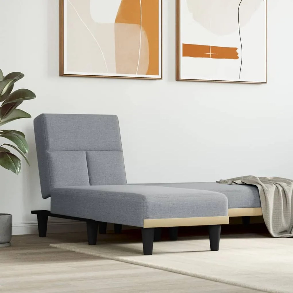 Chaise Longue İn Tessuto Grigio Chiaro /