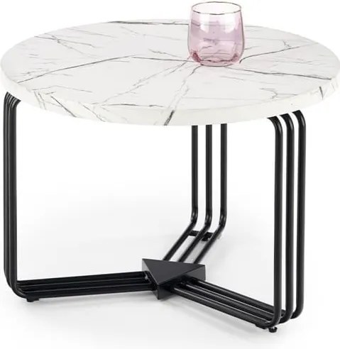 Tavolino da caffè Antica M effetto marmo bianco - H41 cm