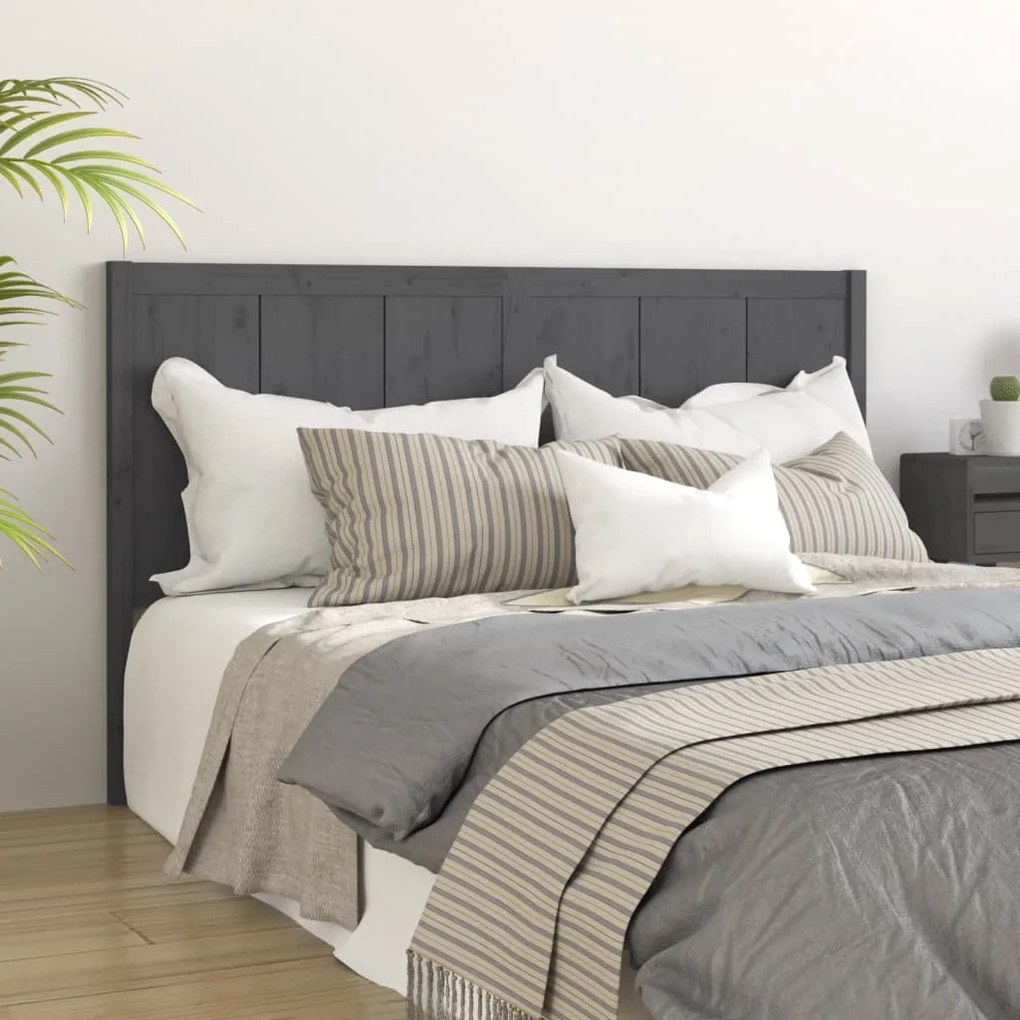 Testiera Per Letto Grigia 125,5x4x100 Cm Legno Massello Di Pino /