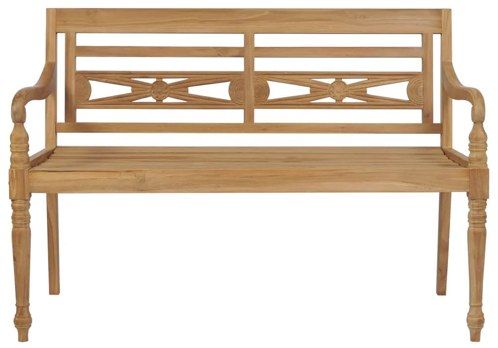 Panca batavia con cuscino verde 120 cm in massello di teak