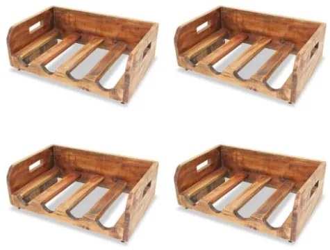 Set Portavini 4pz per 16 Bottiglie in Legno Massello Recuperato