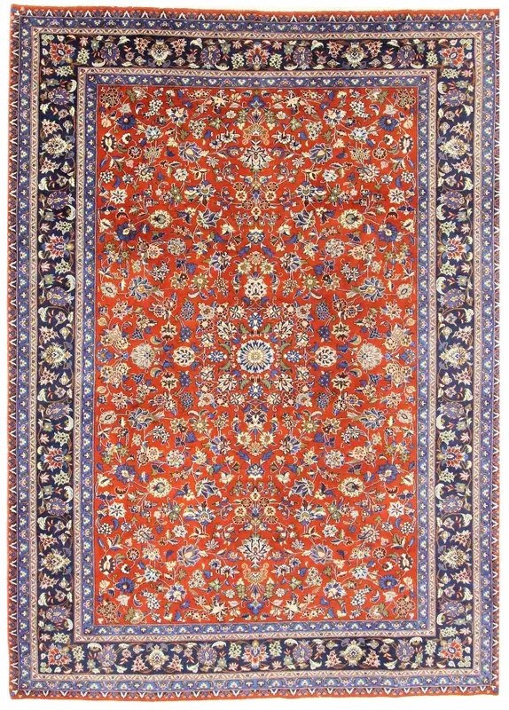 Kashan Tappeto 290x200 Rosso (Iran) Annodato A Mano