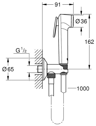 GROHE 26358000 - Set da parete TEMPESTA-F con doccetta bidet manuale, 1000 mm, cromato