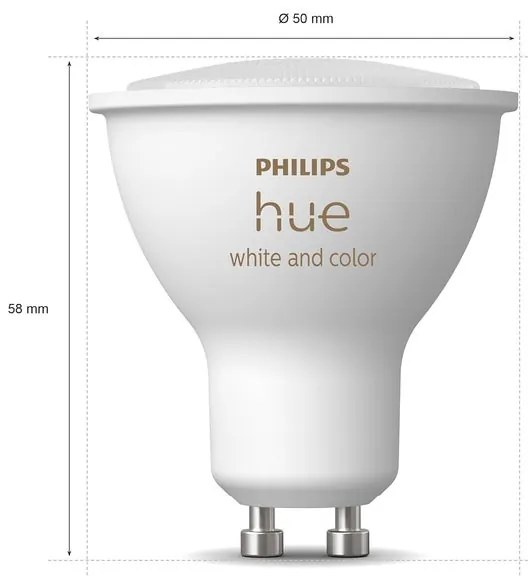 Set da 2 lampadine HueWCA 4.2W GU10 2P EU, LED, GU10 faretto, smerigliato, 4W= 0° dimmerabile, PHILIPS HUE