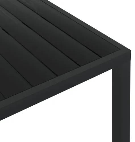 Tavolo da Giardino Nero 185x90x74 cm in Alluminio e WPC
