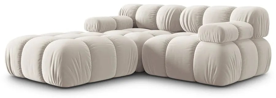 Divano angolare componibile beige (con composizione variabile) con rivestimento in velluto Bellis – Micadoni