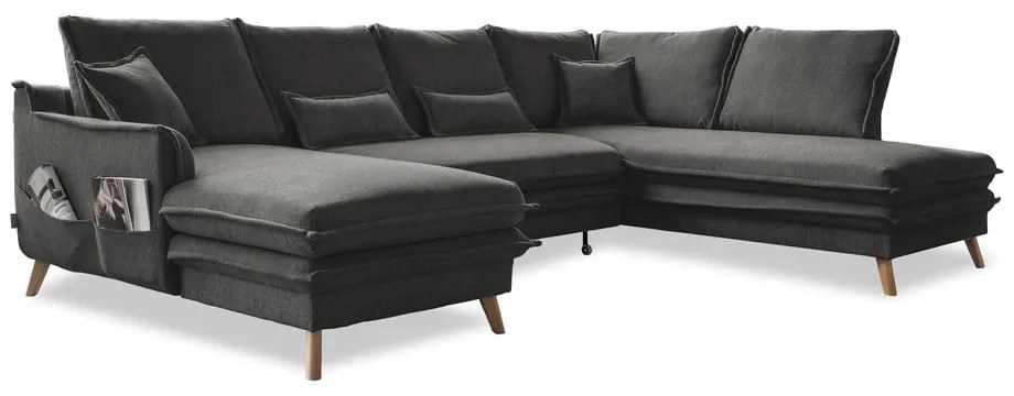 Divano letto angolare grigio scuro (angolo destro a forma di U) Charming Charlie - Miuform