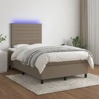 Letto a Molle con Materasso e LED Tortora 120x200cm in Tessuto 3134945