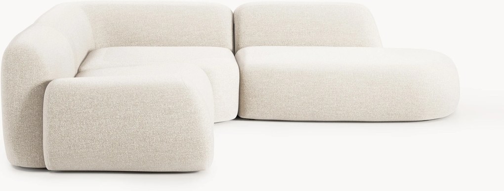 Divano angolare componibile 4 posti in bouclé con chaise longue Wolke