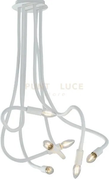 Plafoniera lover bianca 6 luci attacco e14 18x18x100cm in metallo e...