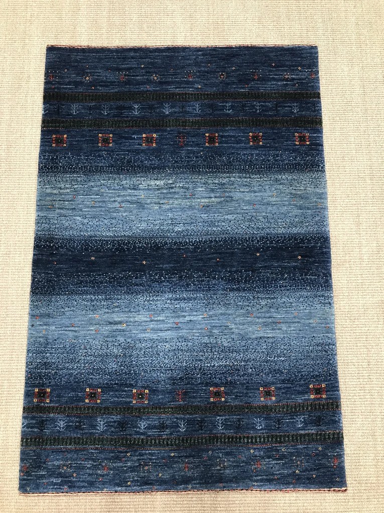 Loribaft Tappeto 80 x 130 Blu (Iran) Annodato A Mano