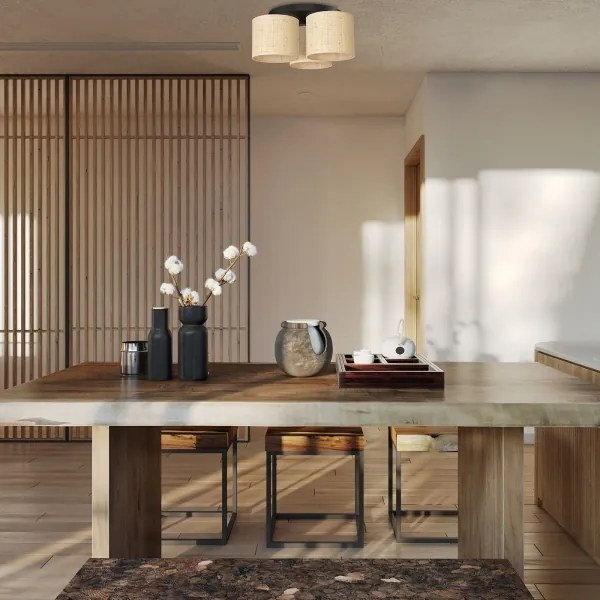 Lampadario a plafone RATTAN 3xE27/60W/230V rattan