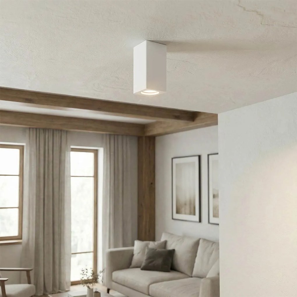 Plafoniera Quadrata 70x70mm h140mm GU10 in Gesso Pitturabile