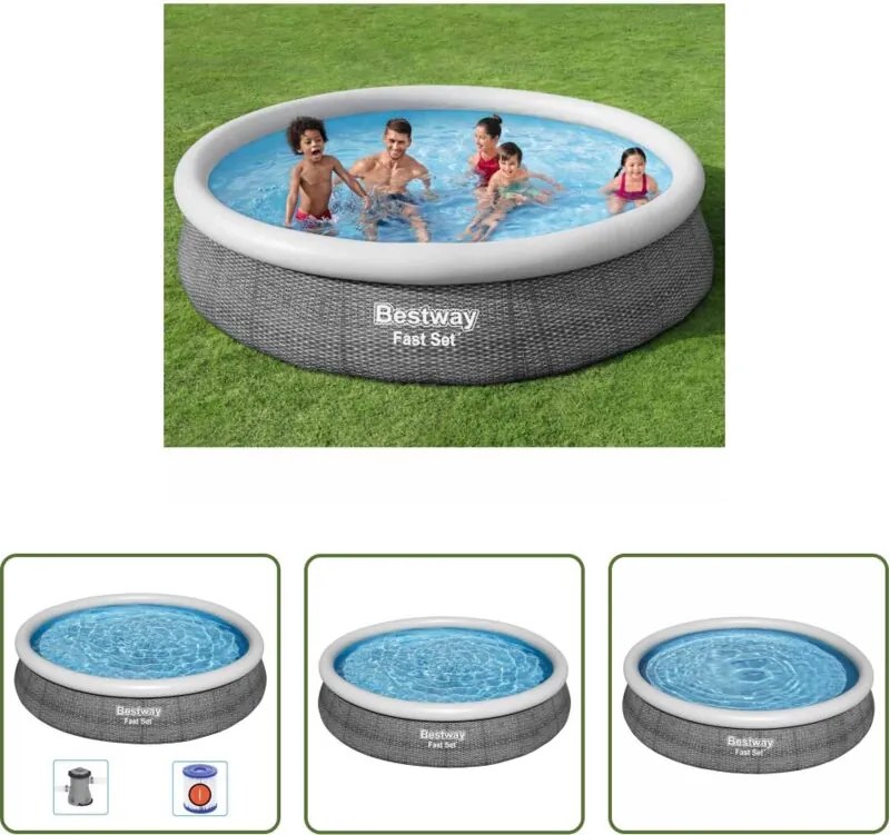 vidaXL Piscina in PVC - Bestway Set Piscina Rotonda 366x76 cm