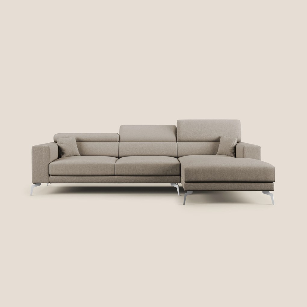 Blade Divano moderno angolare con poggiatesta reclinabili in tessuto impermeabile simil-cotone T13