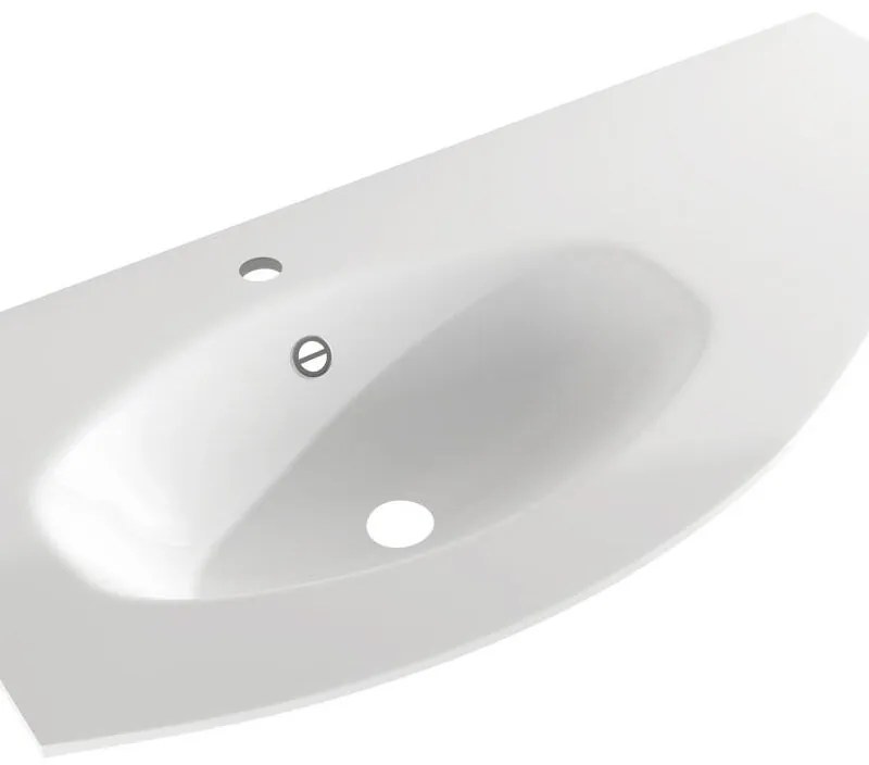 Lavabo a incasso tondo vasca a sinistra L 104 x H 16 x P 53 cm in resina bianco opaco