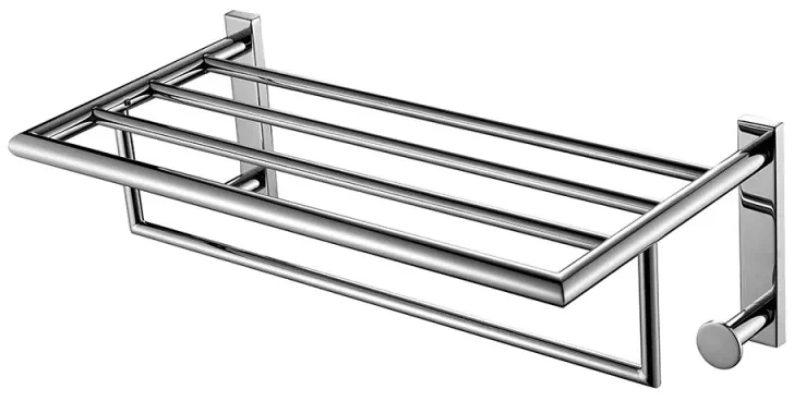 Mensola portasalviette doppia con ganci Gedy serie Project in acciaio inox cromato
