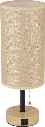 Brilagi - Lampada da tavolo con porta USB TABLON 1xE27/25W/230V rovere/nero/beige