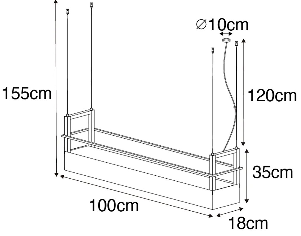 Lampada a sospensione intelligente nera con mensola incl. 4 GU10 Wi-Fi - Cage Rack