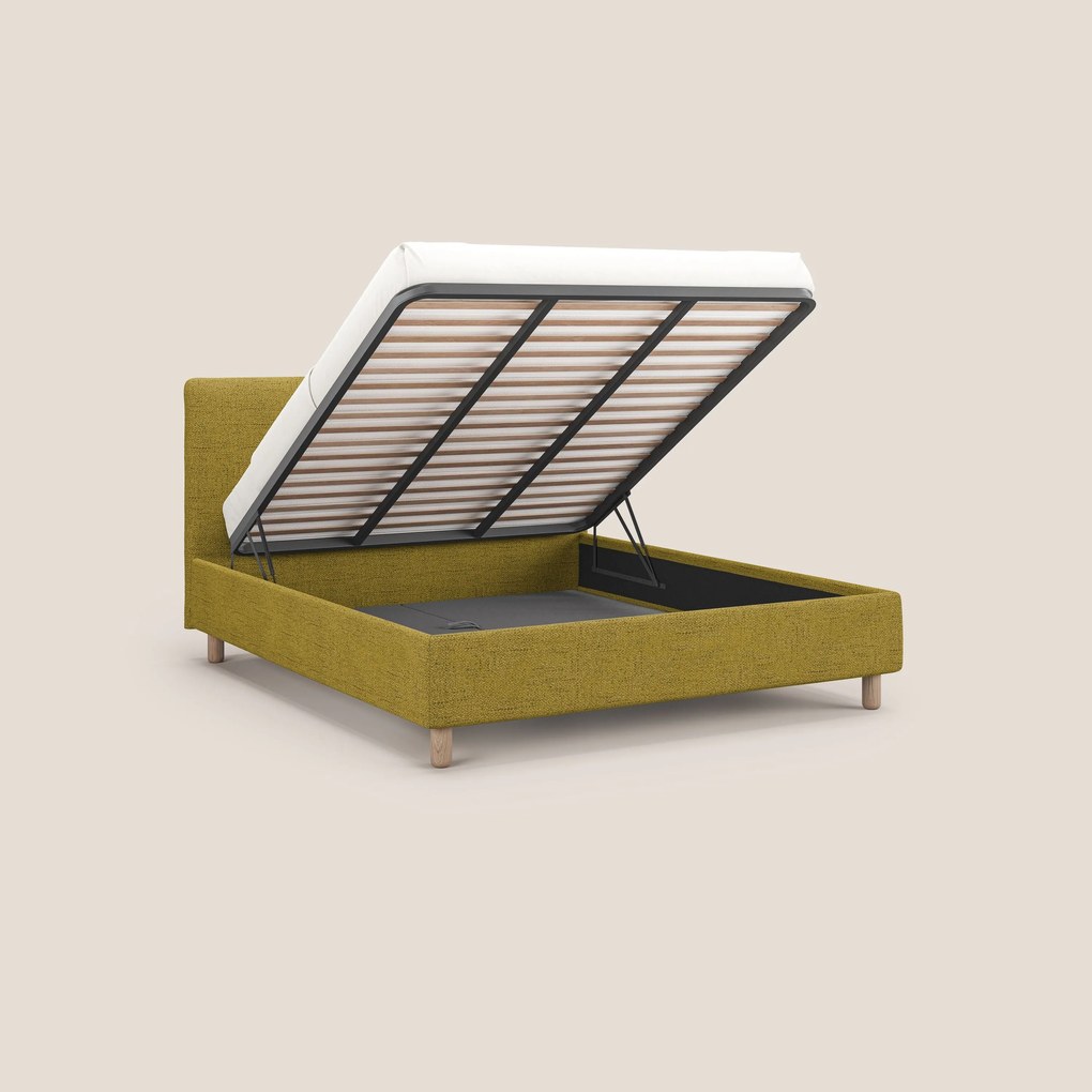 Serena letto contenitore salvaspazio scandinavo in tessuto fiammato impermeabile T03 giallo