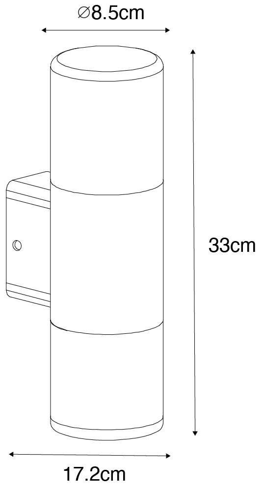 Lampada da parete esterna moderna nera 2 luci IP44 - Odense