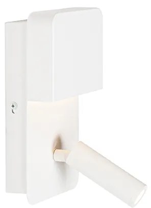 Applique bianca con LED integrato, USB e lampada da lettura con interruttore - Robin